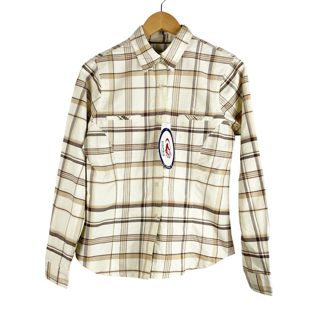 Roper Plaid Button Down Shirt NEW Men's S Cream Tan NWT Western Long Sleeve READ